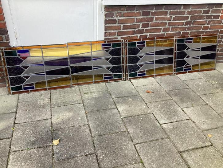 Glas in lood ramen,4 stuks afm,64x48 per stuk, Doe-het-zelf en Verbouw, Glas en Ramen, Zo goed als nieuw, Glasplaat, Minder dan 80 cm