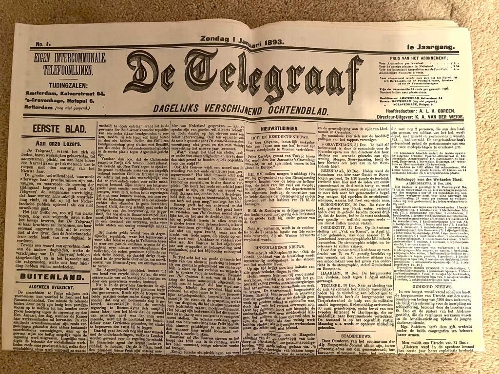 Originele Telegraaf van 1 januari 1893, Ophalen