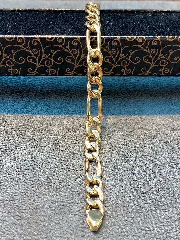14k Gouden Figaro Armband, Sieraden, Tassen en Uiterlijk, Armbanden, Zo goed als nieuw, Goud, Ophalen of Verzenden