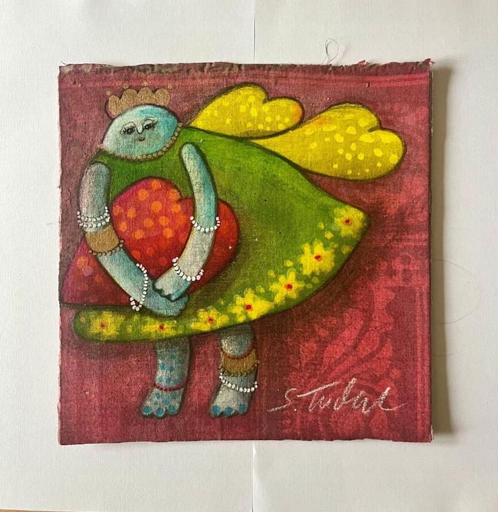 Gesigneerd werk in gemengde techniek van Sabine Tuchel, Antiek en Kunst, Kunst | Schilderijen | Modern, Ophalen of Verzenden