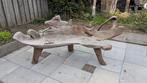 Vintage Wortel Houten Teak Bank, Ophalen, Gebruikt, Teakhout