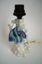 vintage tafellamp Jema vis keramiek lusterglazuur blauw wit., Metaal, Ophalen of Verzenden, Zo goed als nieuw, Vintage natuur
