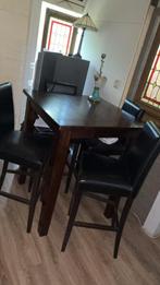 Bar tafel met stoelen, Huis en Inrichting, Tafels | Eettafels, Ophalen, Vierkant, Zo goed als nieuw, Vier personen