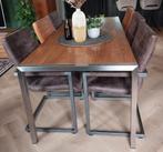 Teakhouten Eettafel met 6 Stoelen - Cognac & Donkerbruin, Ophalen, Zo goed als nieuw, Modern, 6 tot 8 stoelen