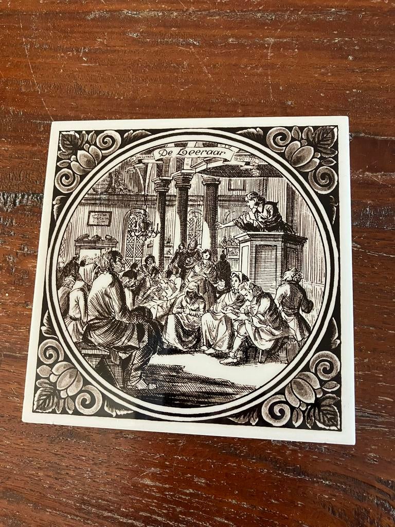 Tegel Plateelbakkerij Schoonhoven De Leraar, Antiek en Kunst, Ophalen of Verzenden