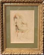 Art Deco naakt in aquarelverf, Antiek en Kunst, Kunst | Schilderijen | Klassiek, Ophalen of Verzenden
