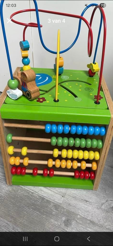 Houten activiteitenkubus met kralen en telraam, Ophalen, Zo goed als nieuw, Overige typen