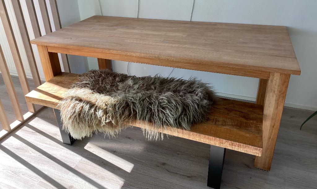 Eettafel - onbehandeld teak (8 personen), Ophalen, Gebruikt, Teakhout, 50 tot 100 cm