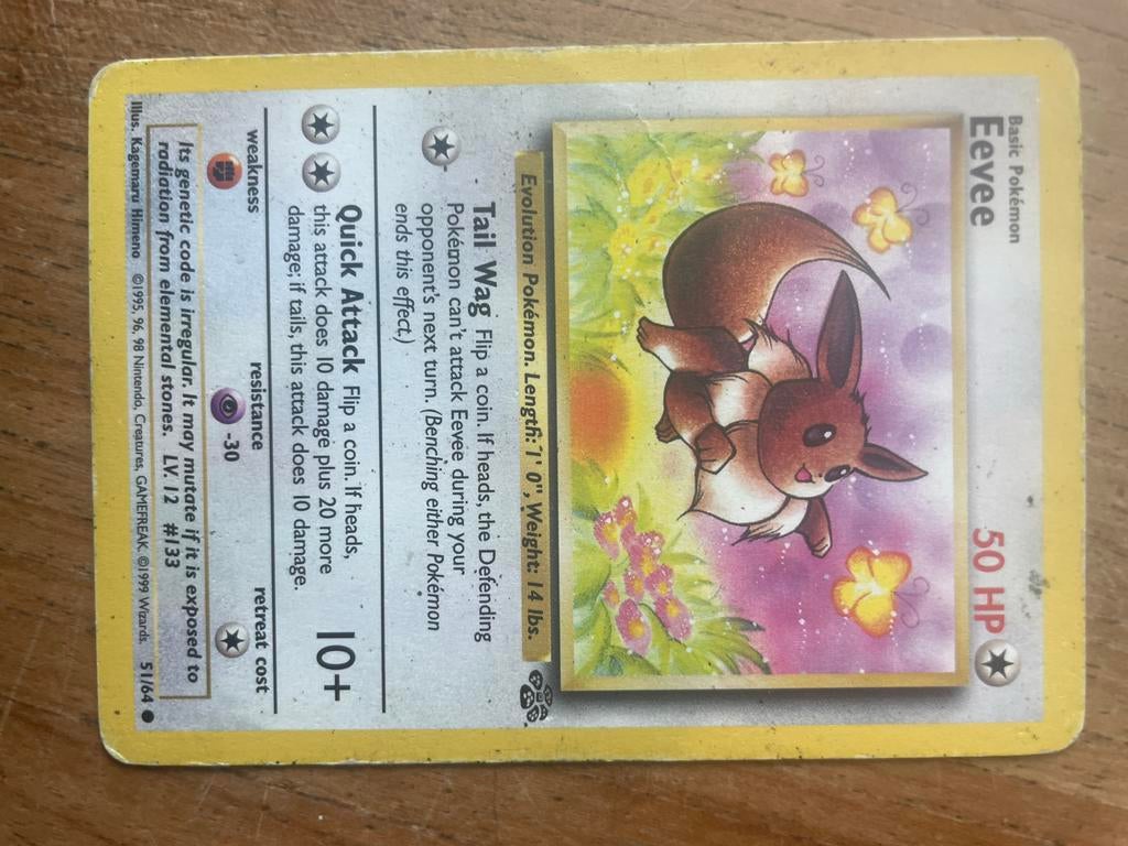 Pokémon Eevee kaart (1995 96 98), Ophalen of Verzenden, Gebruikt, Losse kaart