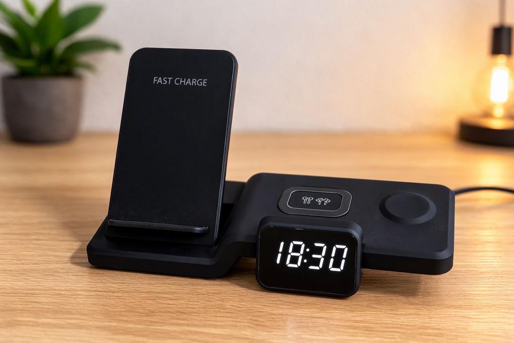 4-in-1 Draadloos Oplaadstation met Klok - Nieuw, Telecommunicatie, Mobiele telefoons | Telefoon-opladers, Ophalen, Nieuw, Apple iPhone