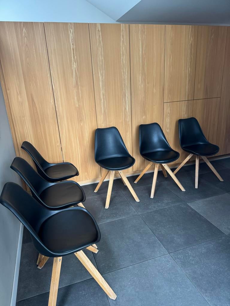 Kick collection Luuk | 6 eetkamerstoelen zwart bijna gratis!, Ophalen, Gebruikt, Zwart, Vijf, Zes of meer stoelen