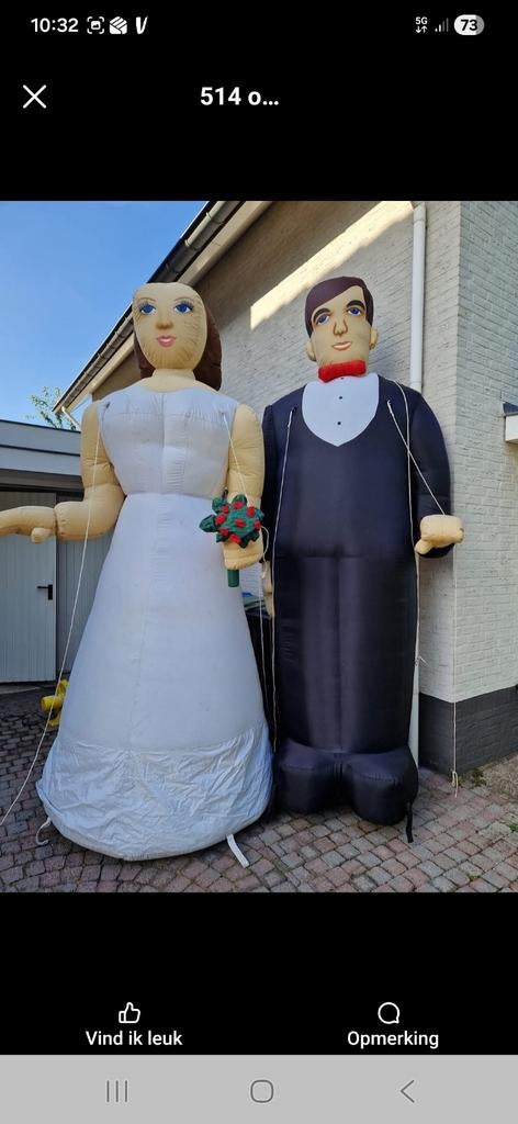Opblaasbaar bruidspaar 3.2 meter, Hobby en Vrije tijd, Ophalen of Verzenden