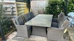 Hele nette tuinset 6 stoelen, glazen tafelblad, Ophalen, Gebruikt, 6 zitplaatsen, Wicker