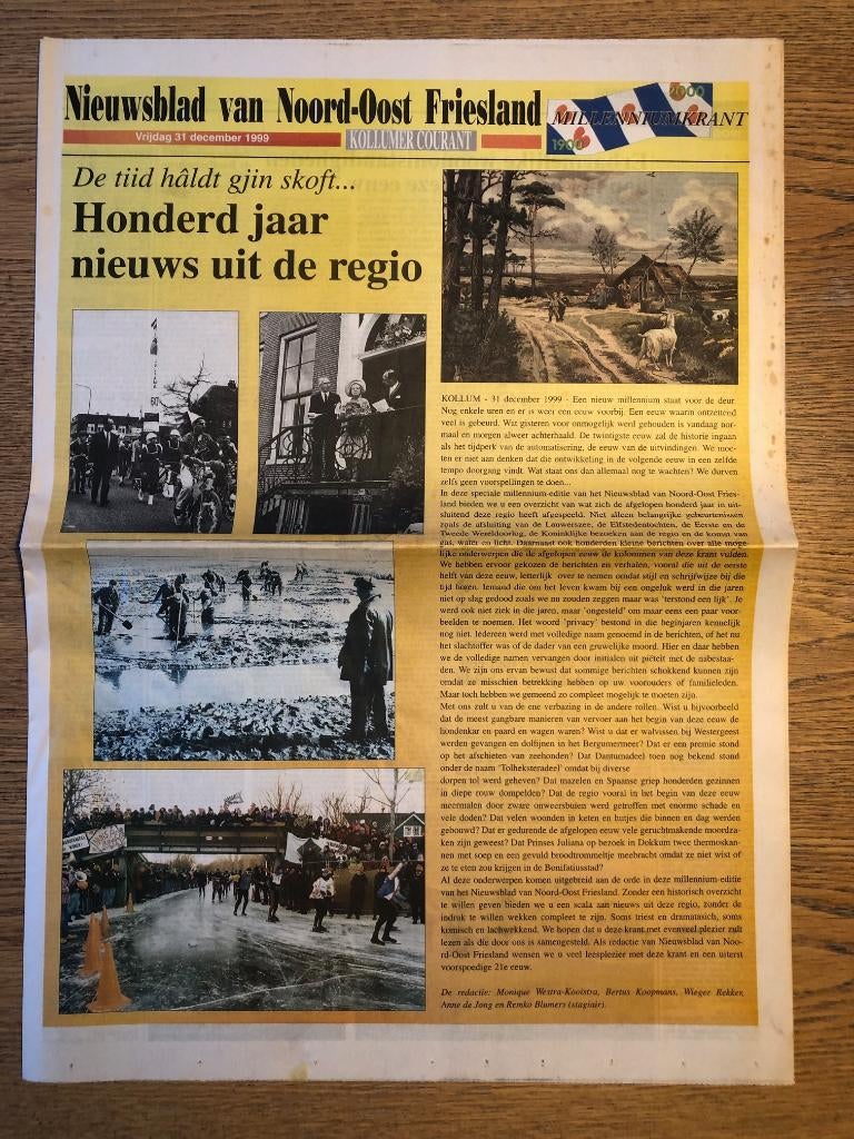 Millenniumkrant Nieuwblad van Noord-Oost Friesland, Ophalen of Verzenden, Voor 1920, Nederland, Krant