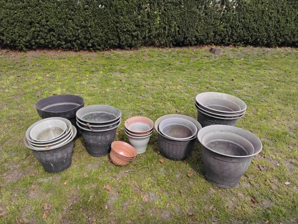 Kunststof buitenbloempotten, Tuin en Terras, Ophalen, Kunststof, Rond, Tuin