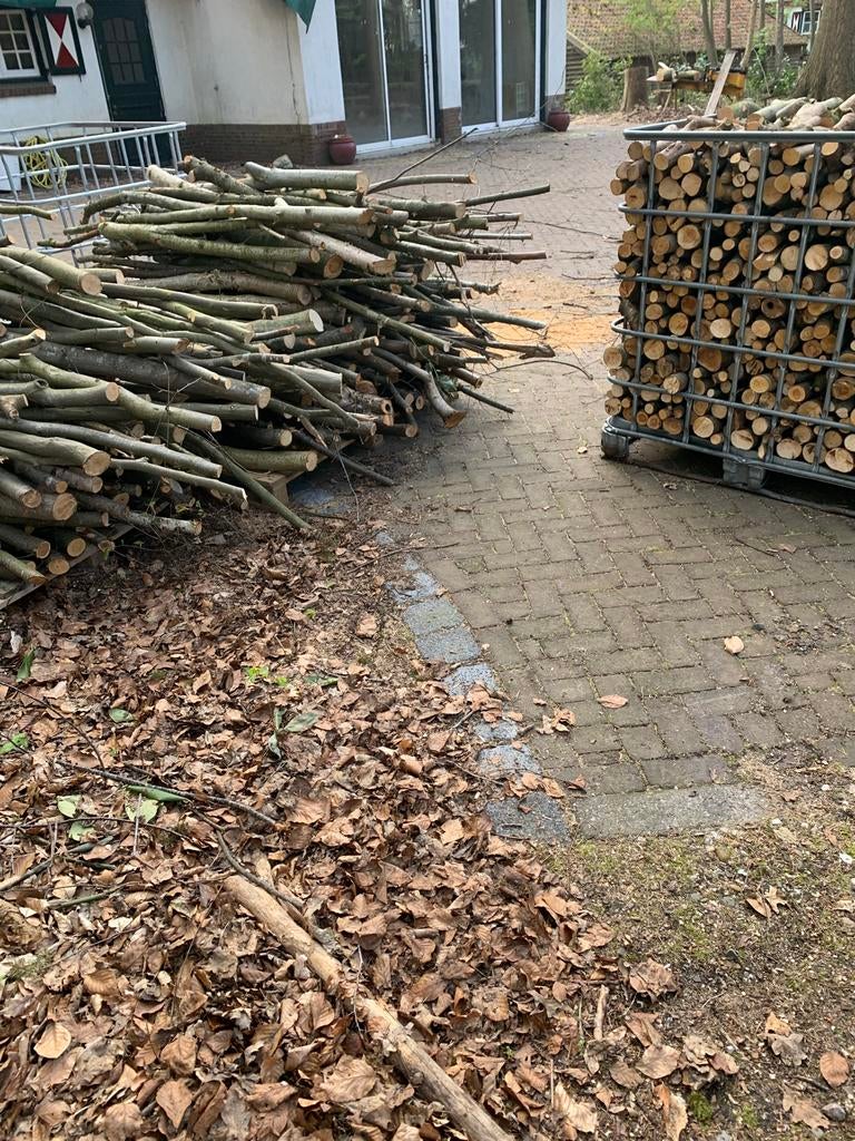 Stukhout brandhout per pallet van 1 kuub, Tuin en Terras, Haardhout, Minder dan 3 m³, Ophalen, Overige houtsoorten, Blokken