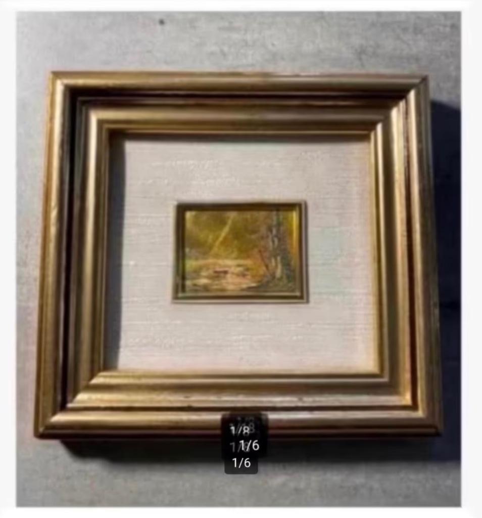 Lijst met kunst lithografie certificaat Goudfolie 96% 12x11, Antiek en Kunst, Ophalen of Verzenden