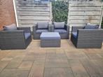 Loungeset met kussens, merk R&S Design, kunststof rotan, Ophalen, 4 zitplaatsen, Kunststof, Gebruikt