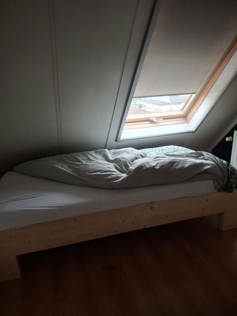 Steigerhout 1 persoons bed, Gebruikt, 80 cm, 200 cm, Hout