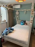 Tweepersoonsbed Hemelbed 140x200cm - met lattenbodem, Huis en Inrichting, Slaapkamer | Bedden, Ophalen, Wit, Tweepersoons, 140 cm