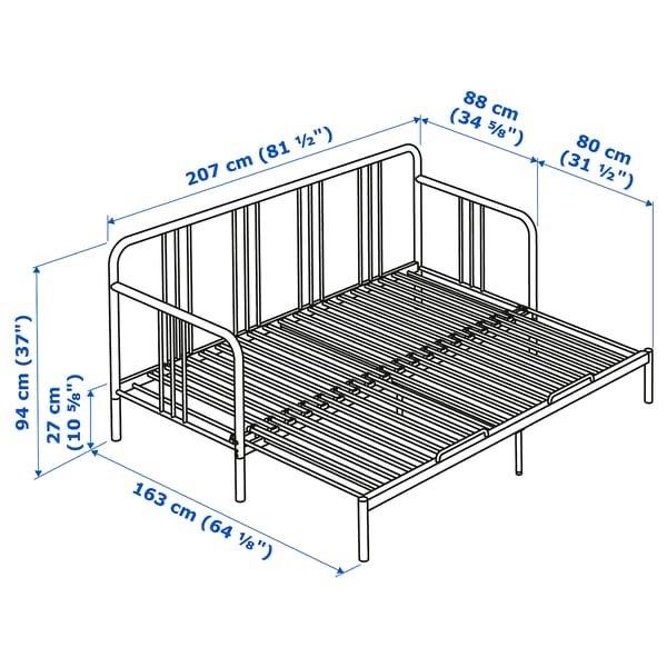 IKEA Fyresdal bedbank, zwart metaal, Ophalen, Zwart, Tweepersoons, 200 cm