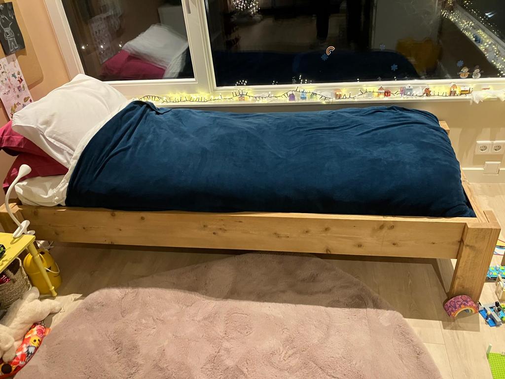 Steigerhouten whitewash bed met 80x200 matras, Kinderen en Baby's, Kinderkamer | Bedden, Ophalen, 85 tot 100 cm, Zo goed als nieuw