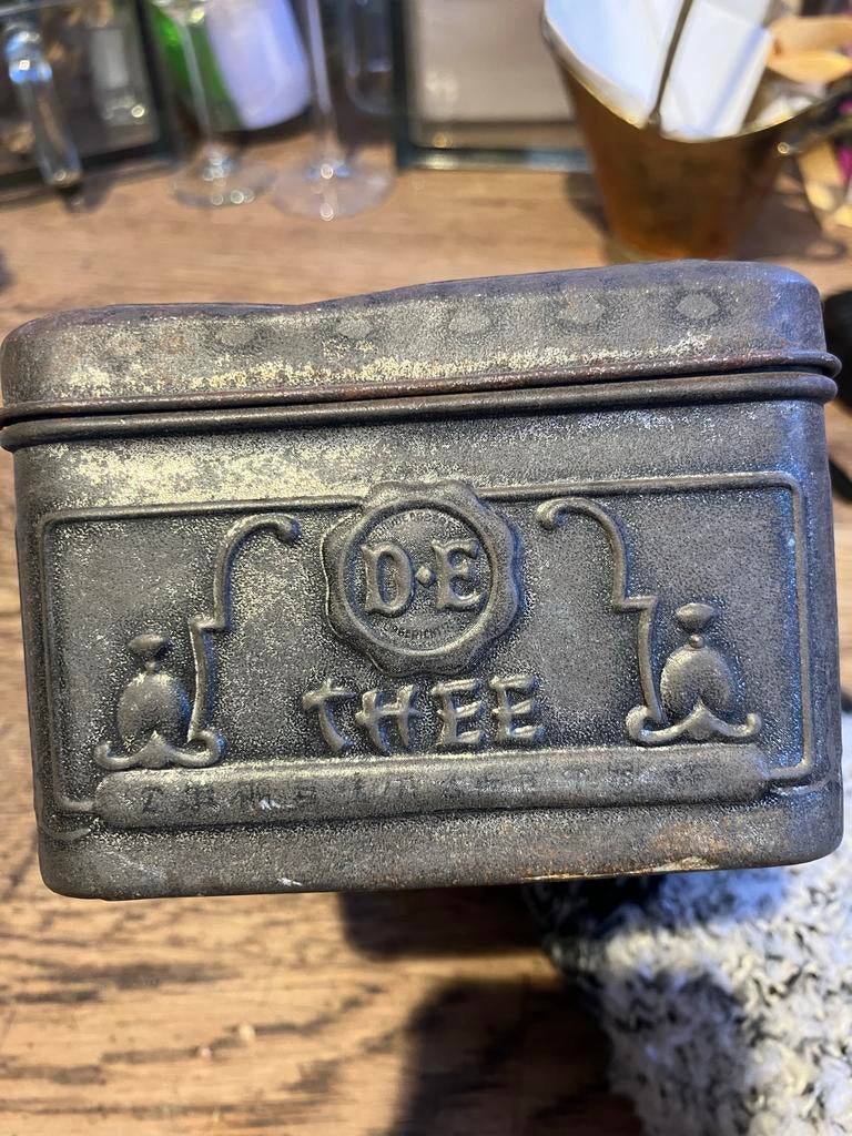 Antiek Douwe Egberts Theeblik - DE Thee, Ophalen of Verzenden, Gebruikt, Thee, Douwe Egberts