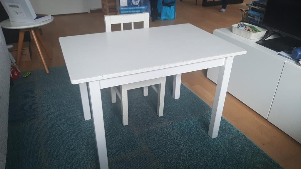 Witte kindertafel met stoel, Ophalen, Gebruikt, Tafel(s) en Stoel(en)
