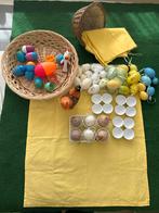 Pasen decoratie eierrek eieren kip rieten mand tafelkleed, Diversen, Pasen, Ophalen of Verzenden, Gebruikt