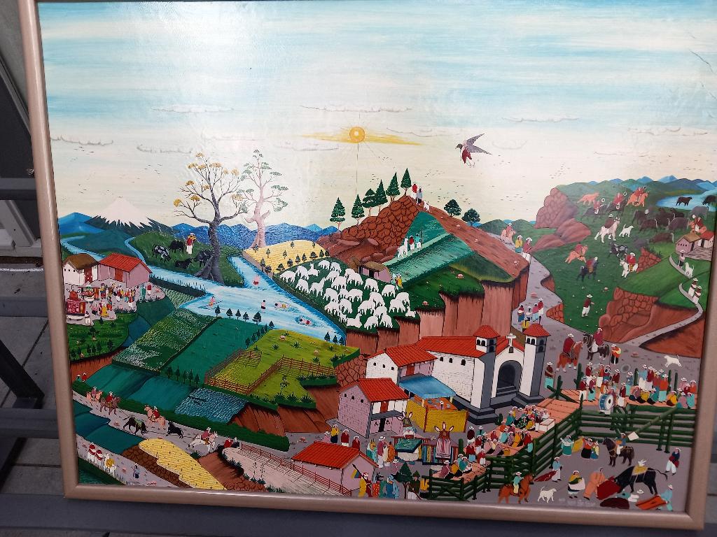 schilderij Zuid-Amerika, Huis en Inrichting, Ophalen, Zo goed als nieuw, Schilderij, 75 tot 100 cm