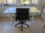 Ikea Bekant bureau 160x80 wit/eiken - elektrisch verstelbaar, Ophalen, In hoogte verstelbaar, Zo goed als nieuw, Bureau