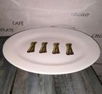 Asperge serveerschaaltje met asperge bosjes wit/groen, Huis en Inrichting, Keuken | Servies, Ophalen, Gebruikt, Schaal of Schalen