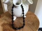 Antiek git collier,zwarte git ketting,rouwsieraad, Ophalen, Overige materialen, Ketting, Met edelsteen