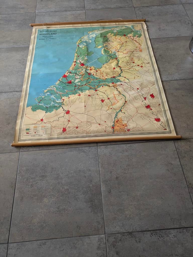 Oude schoolkaart van Nederland, Boeken, Atlassen en Landkaarten, Ophalen