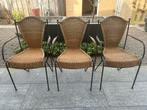 3 rieten tuinstoelen, gratis af te halen, Ophalen, Gebruikt, Wicker, Stapelbaar