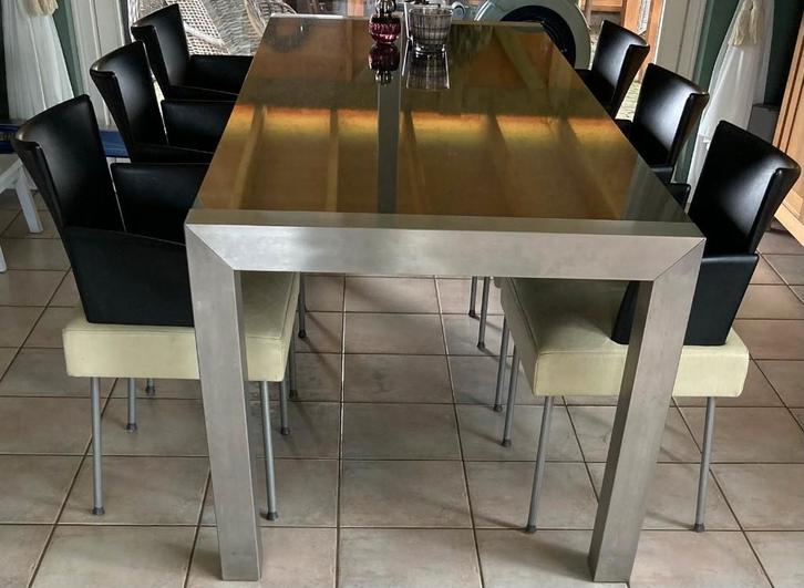 Eetkamerset met 6 stoelen Montis, Huis en Inrichting, Tafels | Eettafels, Gebruikt, 50 tot 100 cm, 200 cm of meer, Vijf personen of meer