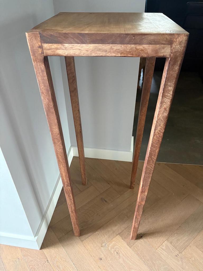 Teak houten bijzettafel, Huis en Inrichting, Tafels | Bijzettafels, Ophalen, TEAK, Vierkant, 55 tot 75 cm