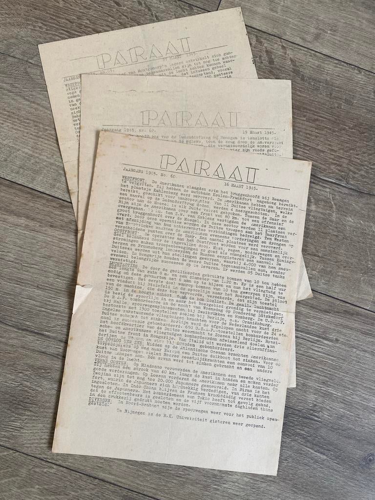 Paraat Kranten uit Maart 1945 - Tweede Wereldoorlog, Verzamelen, Ophalen of Verzenden, 1940 tot 1960, Nederland, Krant