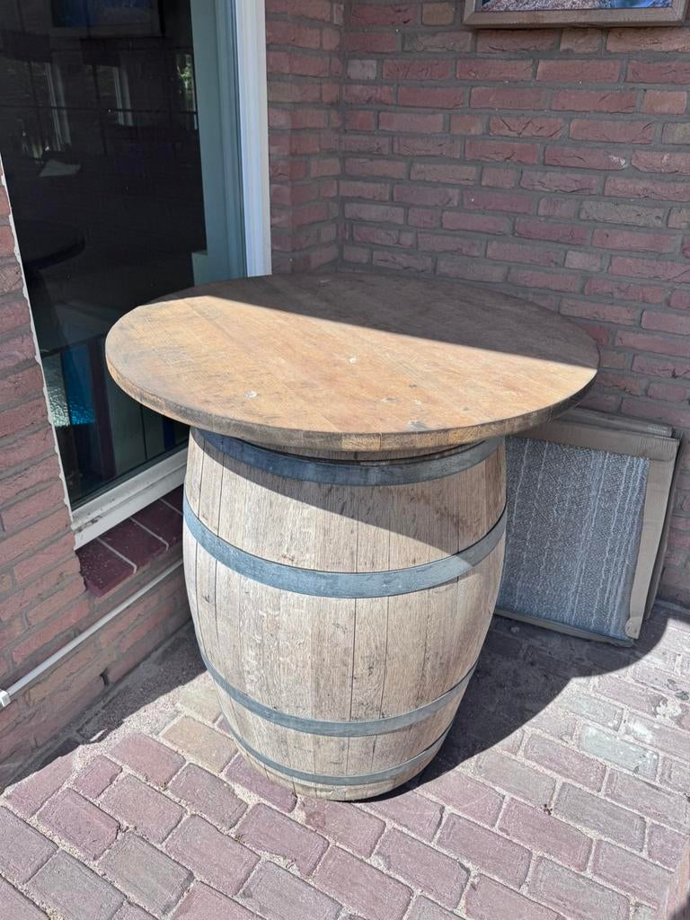 Biervat Statafel, Tuin en Terras, Ophalen of Verzenden, Zo goed als nieuw, Rond, Hout