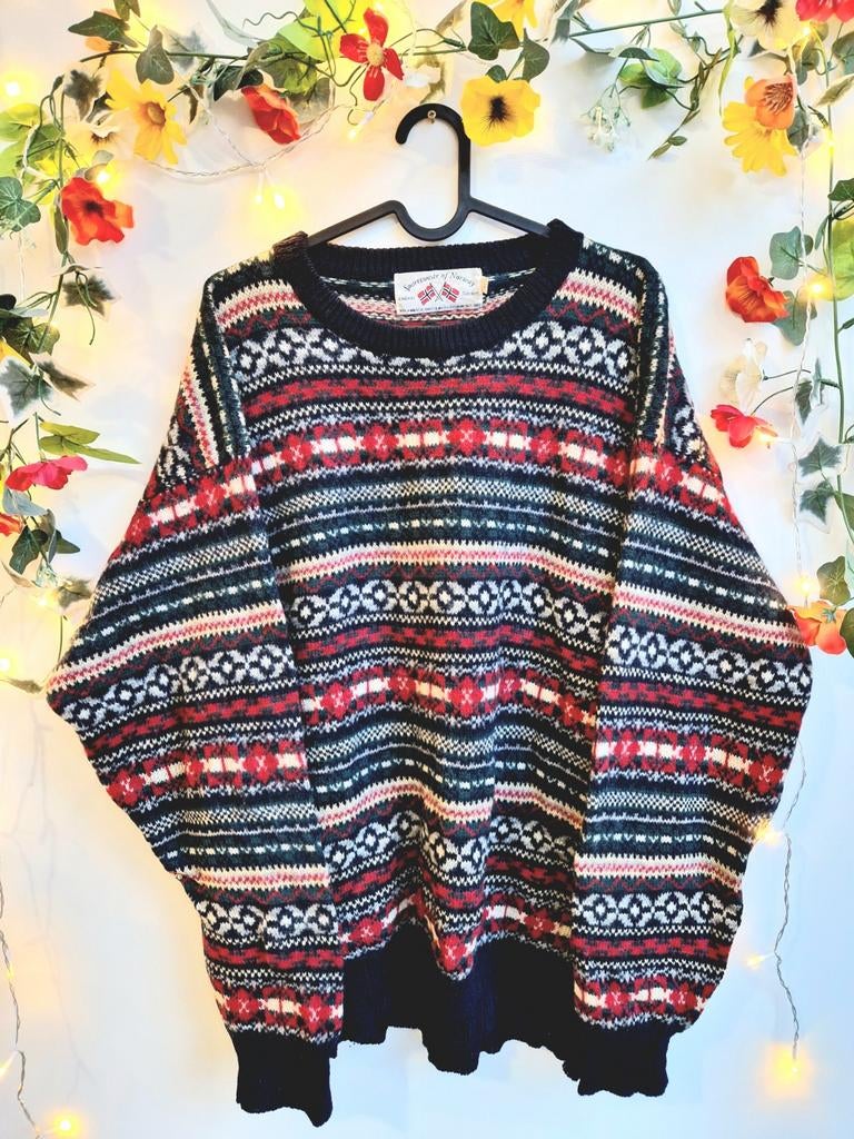Heerlijk zachte gebreide vintage Norway knit trui, Ophalen of Verzenden, Zo goed als nieuw, Maat 46/48 (XL) of groter