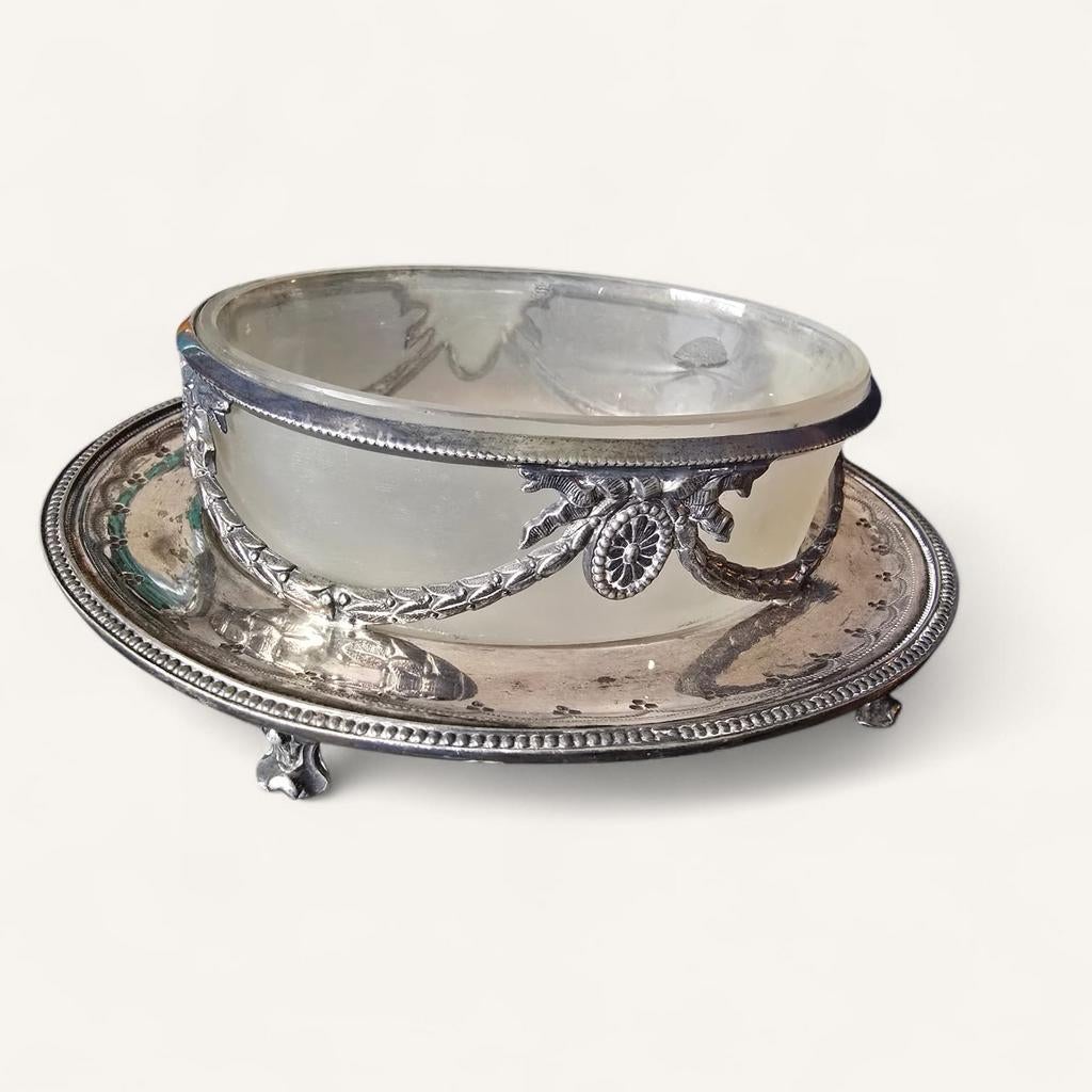 Antiek verzilverd bonbonschaaltje, 1890-1915, Ophalen, Zilver