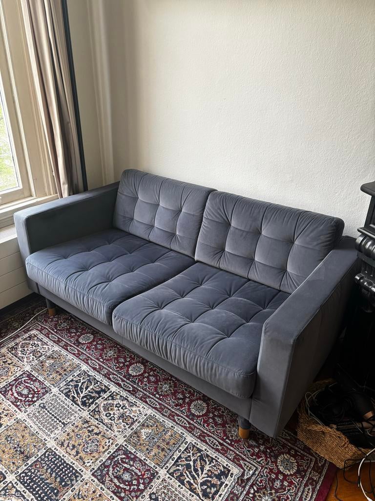 IKEA LANDSKRONA 2-zits bank grijs fluweel, Ophalen, Gebruikt, 150 tot 200 cm, Tweepersoons