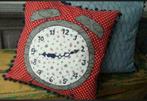 Kussenhoes kussen wekker klokken clayre&eef katoen, Overige kleuren, Clayre&Eef, Vierkant, Nieuw
