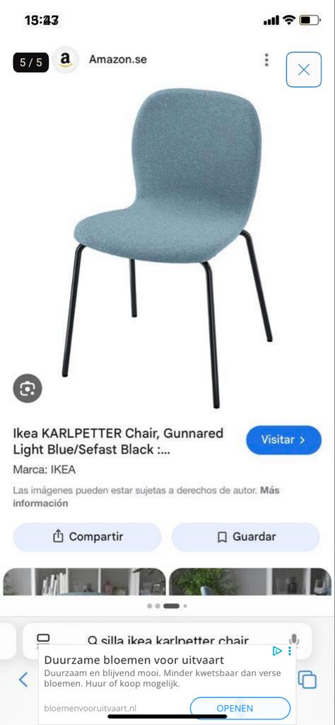 4 + 1 GRATIS IKEA KARLPETTER stoelen, Huis en Inrichting, Stoelen, Ophalen, Gebruikt, Blauw, Stof