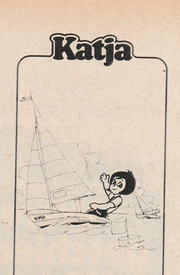 Retro reclame 1975 Katja Langenberg drop meisje bootje, Verzenden, Overige typen