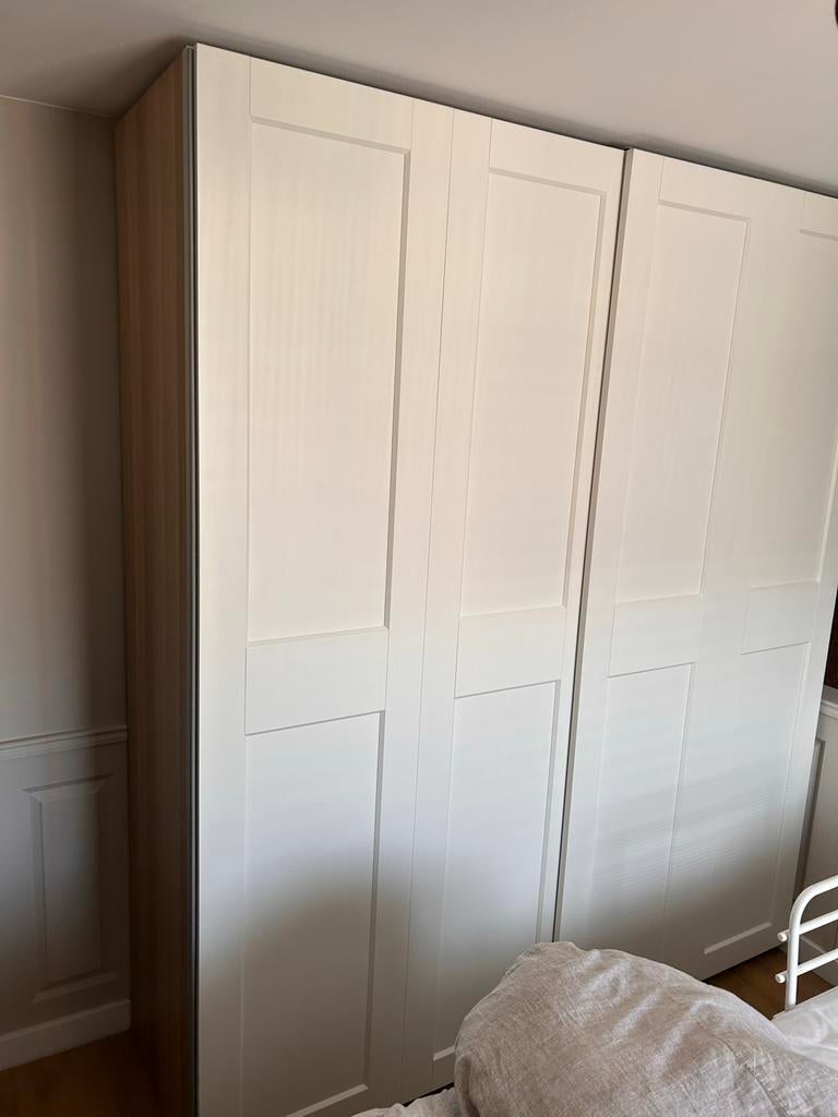 IKEA GRIMO Schuifdeurset met railsysteem, wit, 200x236cm, Huis en Inrichting, Ophalen, Overige materialen, 200 cm of meer, Zo goed als nieuw