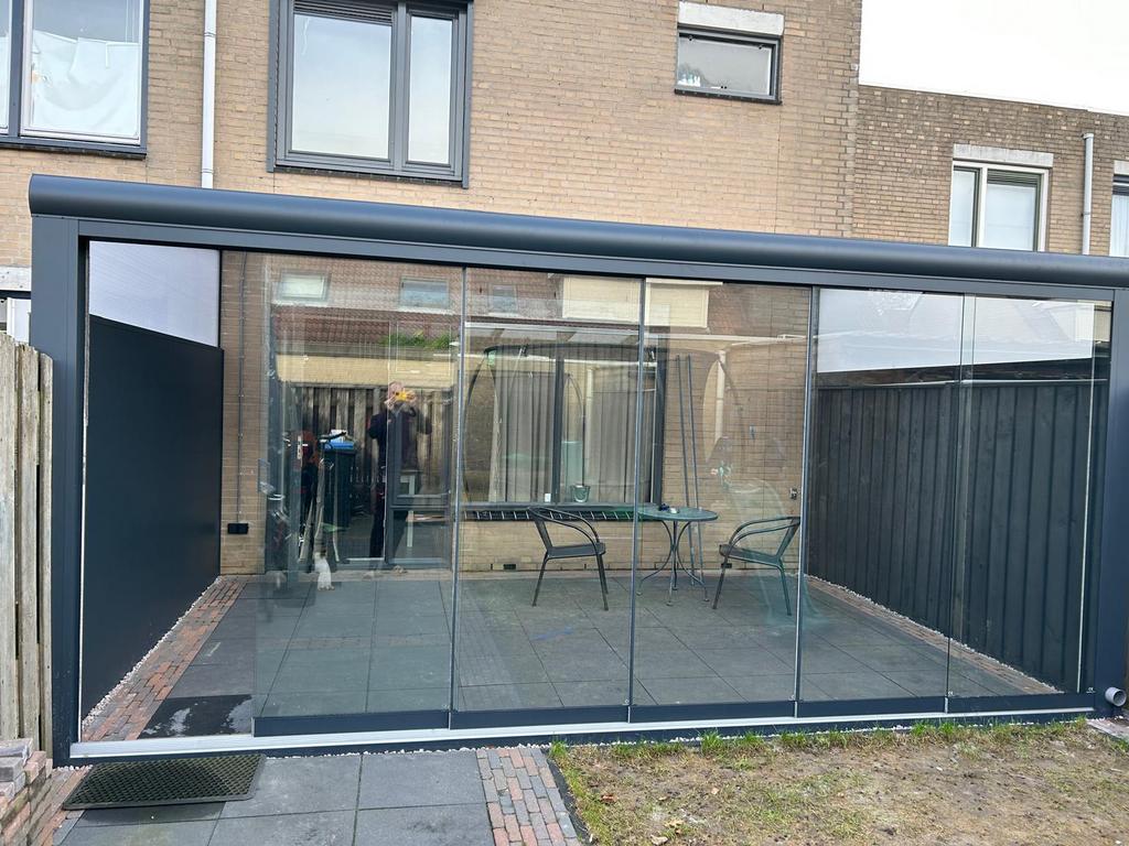 Aluminium overkapping 5,5x3,5m (MB Veranda) glaswand & LED, Ophalen, Zo goed als nieuw, Veranda