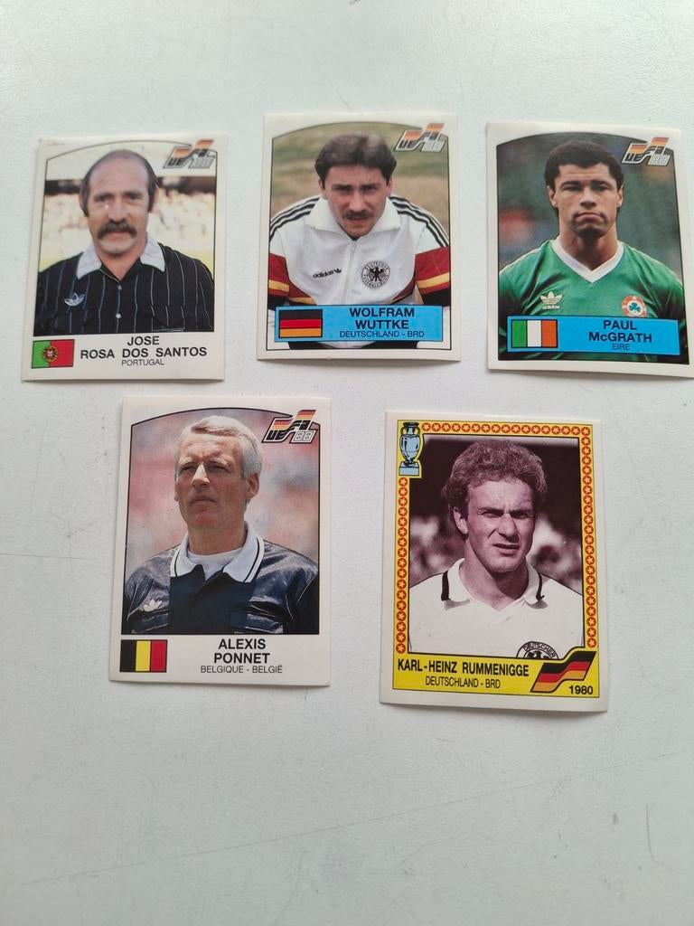 5 verschillende Panini Voetbalplaatjes EURO 88, Verzamelen, Ophalen of Verzenden, Zo goed als nieuw, Buitenlandse clubs, Poster, Plaatje of Sticker