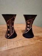 Set van 2 decoratieve kaarsenstandaards zwart/bruin, Overige materialen, Gebruikt, Bruin, Ophalen of Verzenden