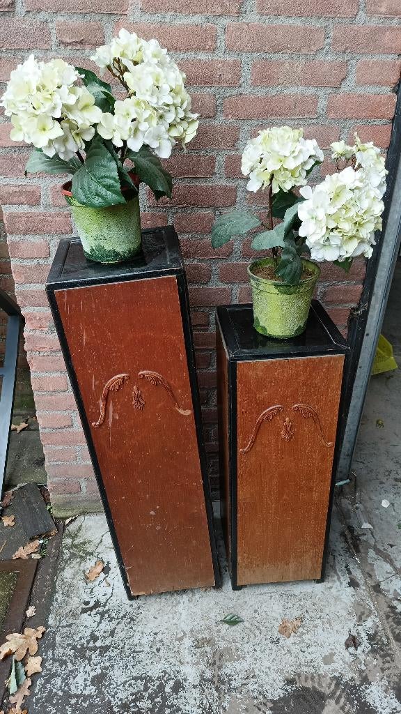 Set houten pilaren / zuilen 72 en 92 cm, Huis en Inrichting, Woonaccessoires | Zuilen en Pilaren, Ophalen, Gebruikt